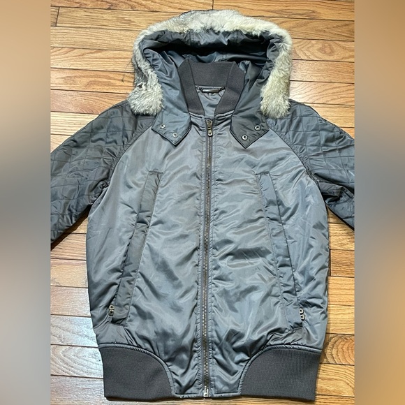 Vintage  Dolce Gabbana Rabbit Fur Trim Hooded unisex  Bomber jacket size S - Picture 1 of 16